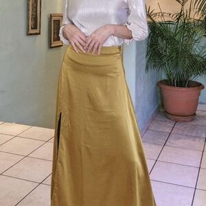 Sincerely Jules Gold/Mustard Satin Maxi Skirt